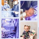 Baby receiving a blood transfusion and a bottle. Baby in the hospital basinet. Baby grown into a todler